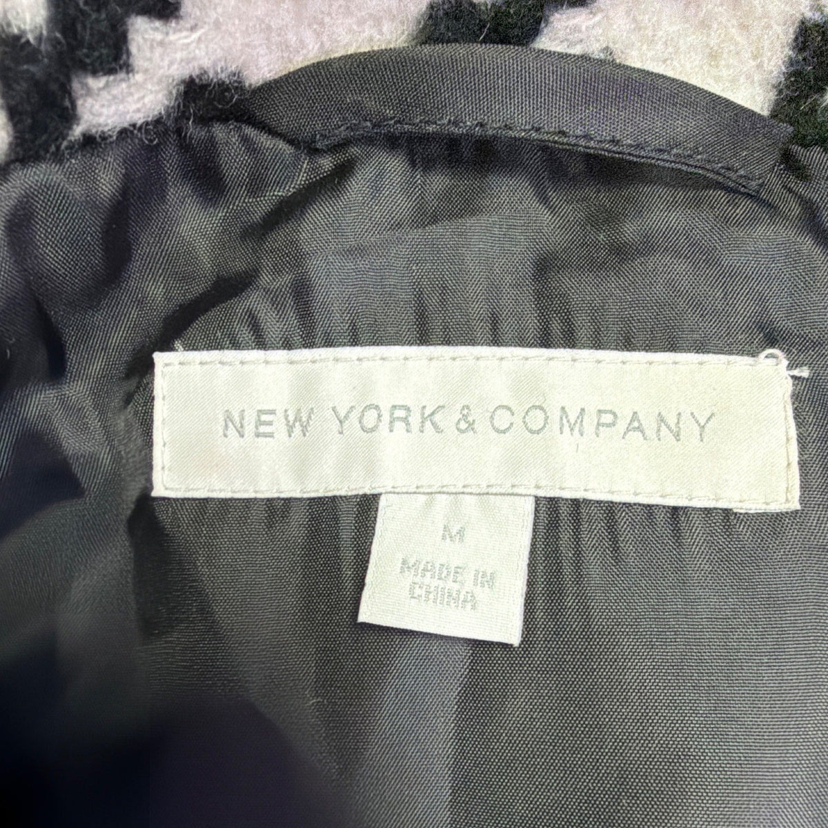 New York & Company Womens Black & White Houndstooth Belted Cape Jacket M