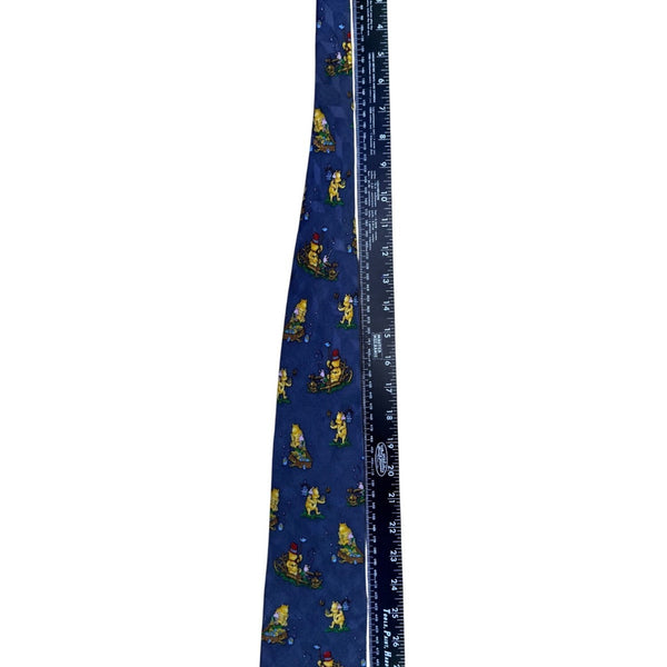 Classic Pooh Mens Blue 100% Silk Necktie Winnie The Pooh Piglet Novelty Print