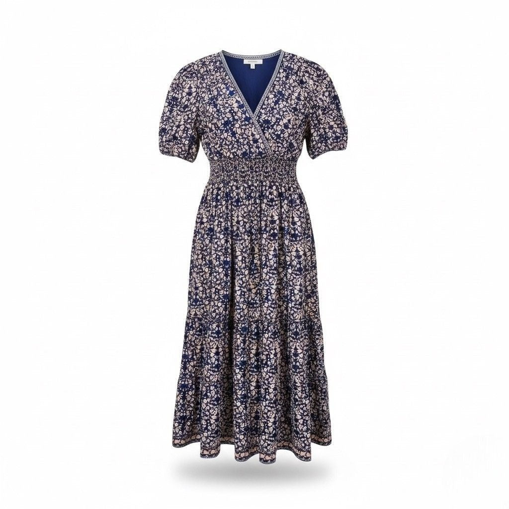 Max Studio Womens Navy Floral Maxi Dress Stretch Lightweight Summer  Sz 1X