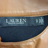 Lauren Ralph Lauren Womens Black Faux Leather-Trim Jacket Zipper Size S