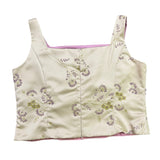 Jwffrey & Dara Womens Cream Satin Floral Jacket & Sleeveless Top Set Size 16