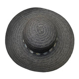 Flora Bella Womens Black Straw Hat W/Mother-Of-Pearl Accents Sun Protection