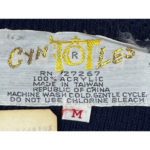 Cyn Totles Women's Dark Blue Pear Tree Design Sweater Sz M - NWT
