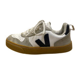 Veja Kids White & Gray Suede & Faux Leather Lace-Up Low-Top Sneakers Size 12