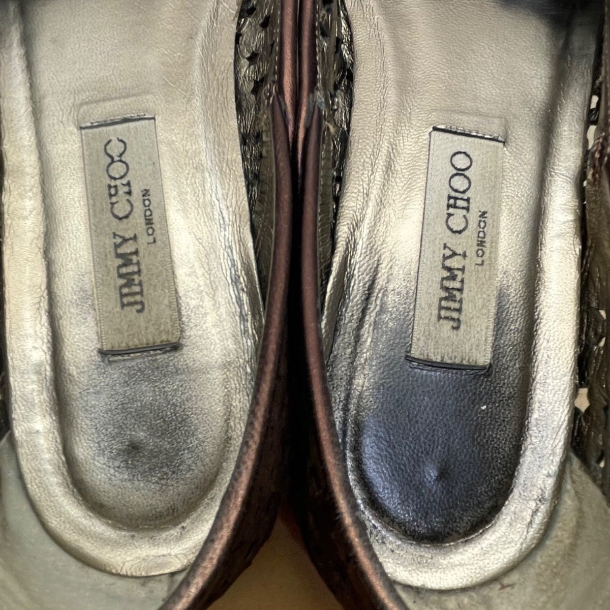 Jimmy Choo Women’s Brown Suede Laser-Cut Flats Slip-On Flat Shoes Size 41.5