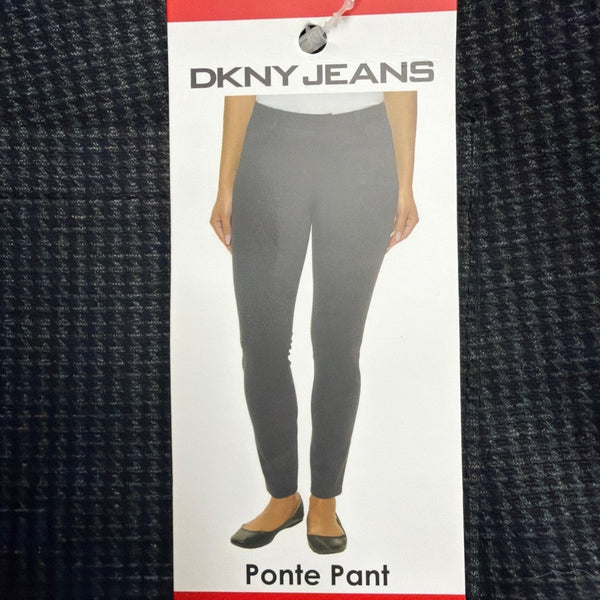 DKNY Jeans Womens Grey Houndstooth Polyester Blend Slim Fit Pants Medium Size M