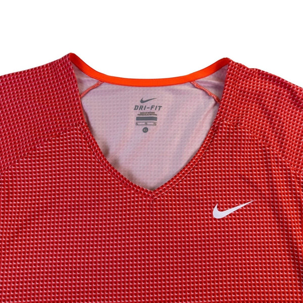Nike Womens Red Dri-FIT Short Sleeve V-Neck Activewear Top Size  XL