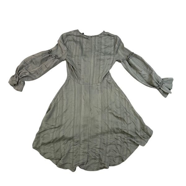 BCBGMaxAzria Womens Green Viscose Blend Long-Sleeve Buttoned High-Low Midi Dress