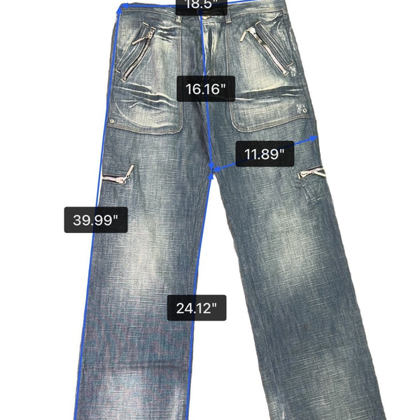Jeans Mens Cargo Style Jeans Multiple Pockets & Zipper Accents Sz 38/52