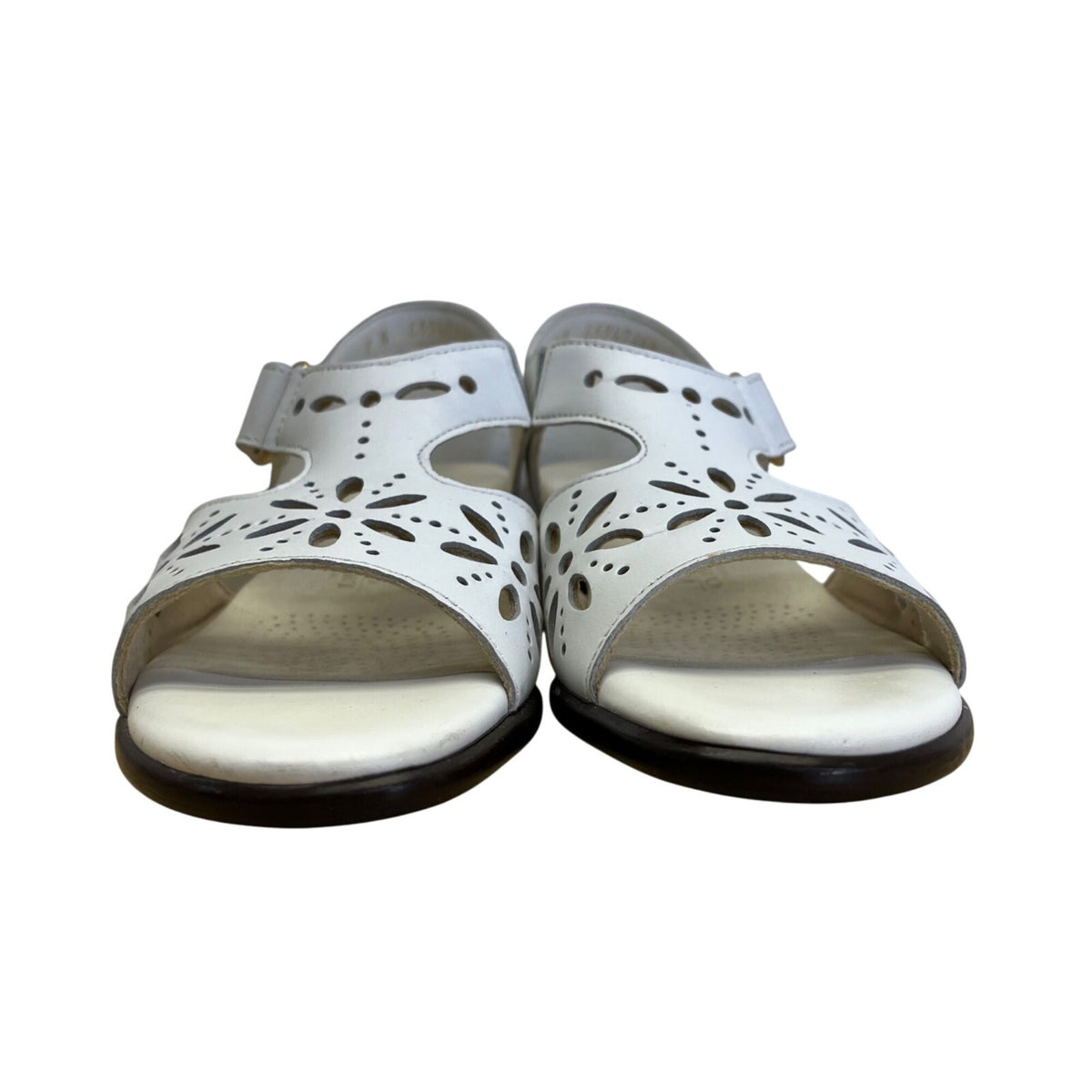 SAS Women’s Sunburst White Leather Adjustable Strap Open-Toe Sandals Size 7N