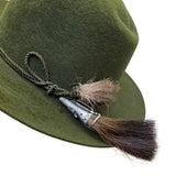 Vintage Rockel Green Wool Fedora Hat Rustic Design Twisted Cord Band Feather OS