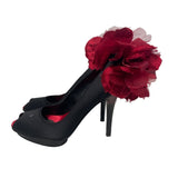Beverly Feldman Women's Black Peep Toe Platforms 4.5in Heel Sz 8 (EU 38)