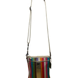 Coach Womens Multicolor Striped Metallic Accents Adjustable Strap Crossbody Bag