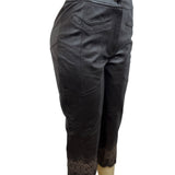 Passion Womens Black Leather Capris With Lace Hem New
