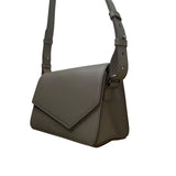 Wera Women’s Gray Leather Envelope Flap Adjustable Strap Compact Crossbody Bag