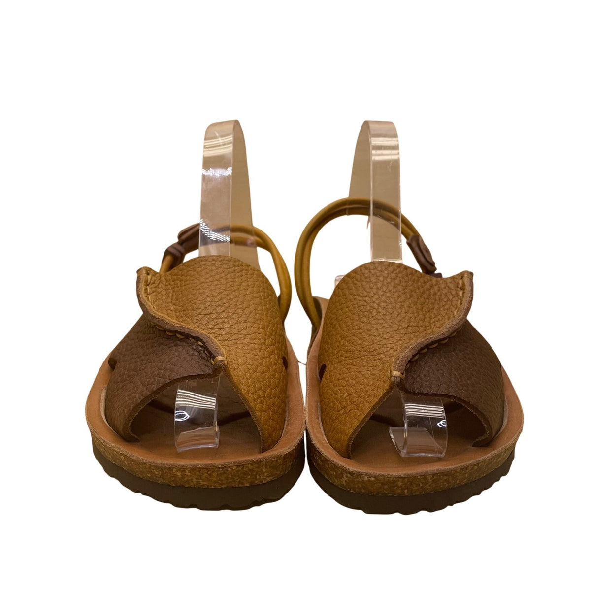 San Ou Womens Brown & Yellow Leather Open-Toe Slingback Sandals Size EU38/US7