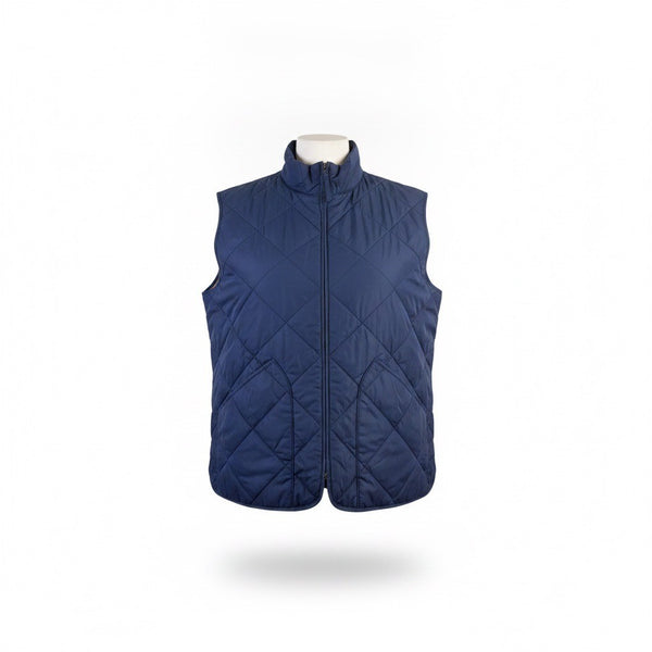J.Crew Mens Navy Quilted Outerwear Vest Lightweight Zip-Up Reversible Sz L 