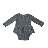 Carters Baby Girl 6M Long Sleeve Grey Bodysuit Pink Polka Dots - New
