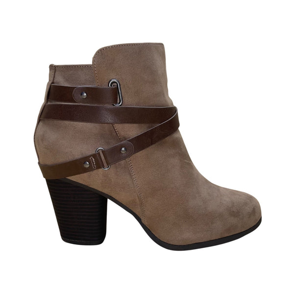Torrid Women’s Brown Faux Leather Strap Block Heel  Ankle Boots Size 11W