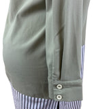 Kayra Womens Green Multicolor Striped Shirt Dress Long Sleeve Size 38