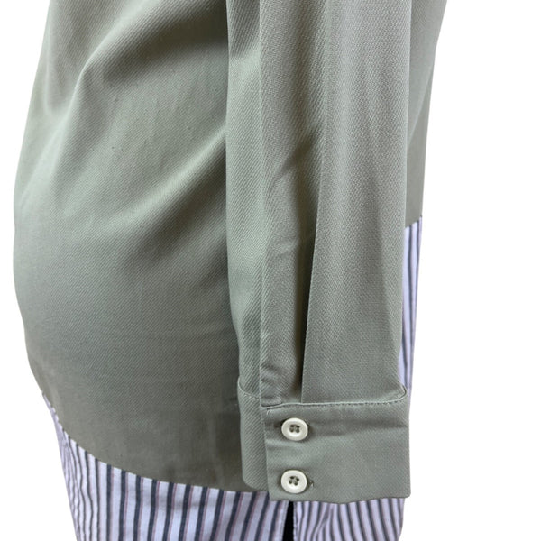 Kayra Womens Green Multicolor Striped Shirt Dress Long Sleeve Size 38