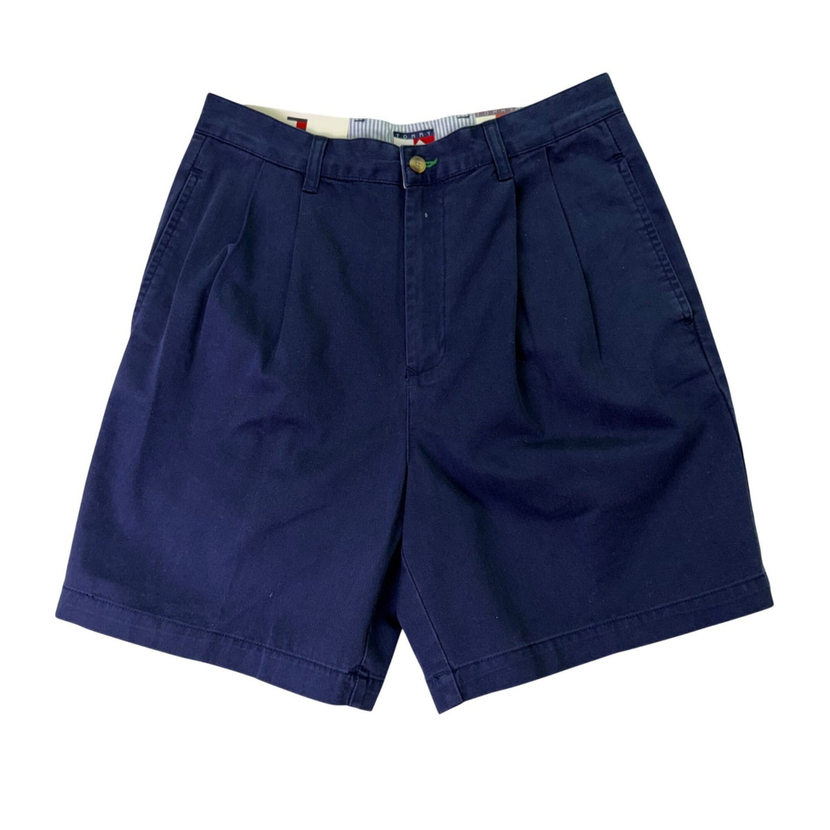 Tommy Hilfiger Mens Navy Cotton Shorts Relaxed Pleated Fit Casual Style Size 31