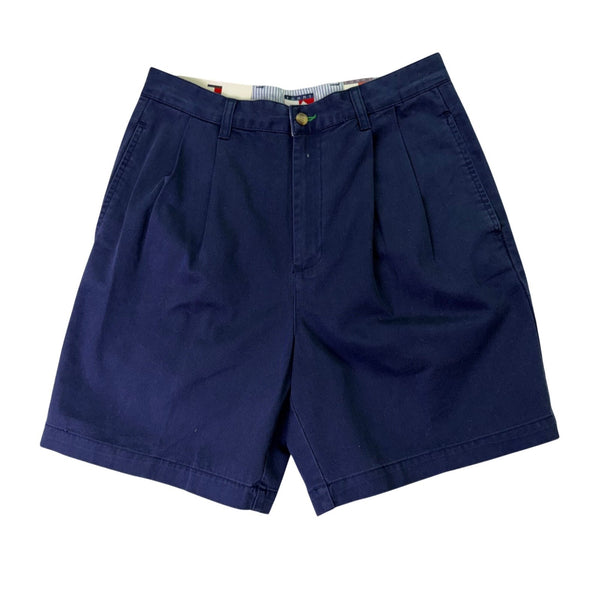 Tommy Hilfiger Mens Navy Cotton Shorts Relaxed Pleated Fit Casual Style Size 31