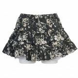 American Eagle Womens Black Floral Cotton & Linen Tiered Mini Skirt Size S