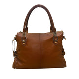 Kattee Women’s Brown Leather Structured Design Dual Handle Satchel Bag