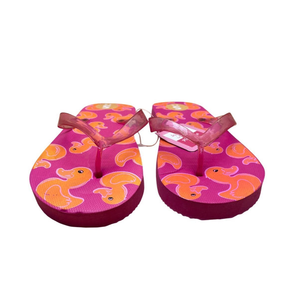 Noteworthy Girls Pink Foam Rubber Duck Theme Spa Retreat Flip Flops Size S 5/6