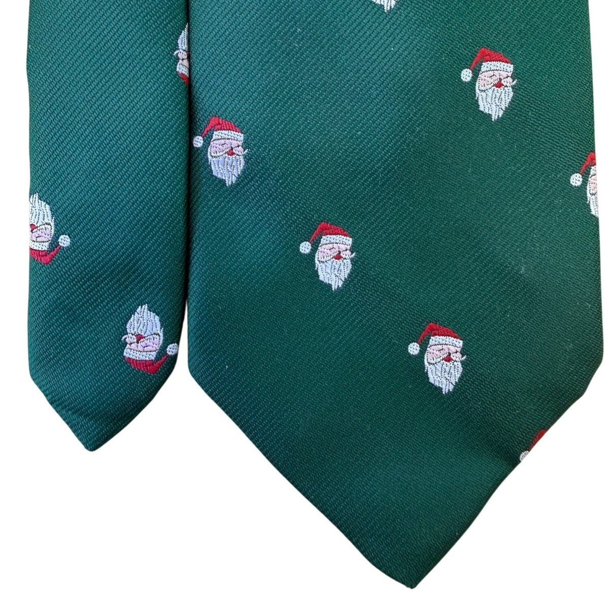 Cape Cod Mens Green Polyester/Silk Santa Claus Pattern Christmas Necktie