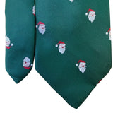 Cape Cod Mens Green Polyester/Silk Santa Claus Pattern Christmas Necktie