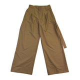 Commense Womens Khaki Wide-Leg Pleated High-Waist Trousers Size M