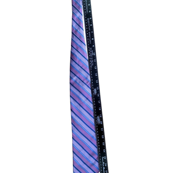Corporate Image Mens Pink Blue Silk Striped Necktie All Silk Accessory