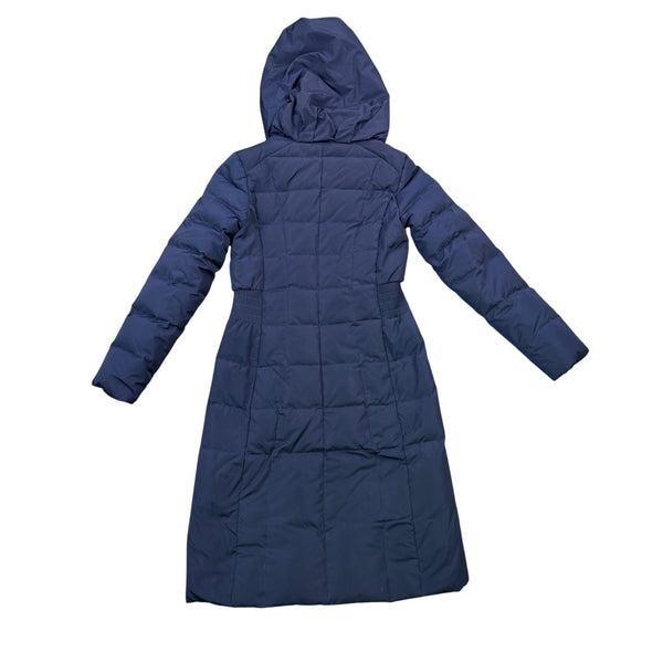 Cole Haan Womens Navy Hooded Puffer Coat Quilted Long Winter Size XS