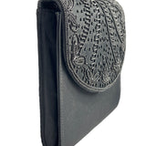 Vintage Women’s Black Flowery Detail Beaded Crossbody Evening Bag