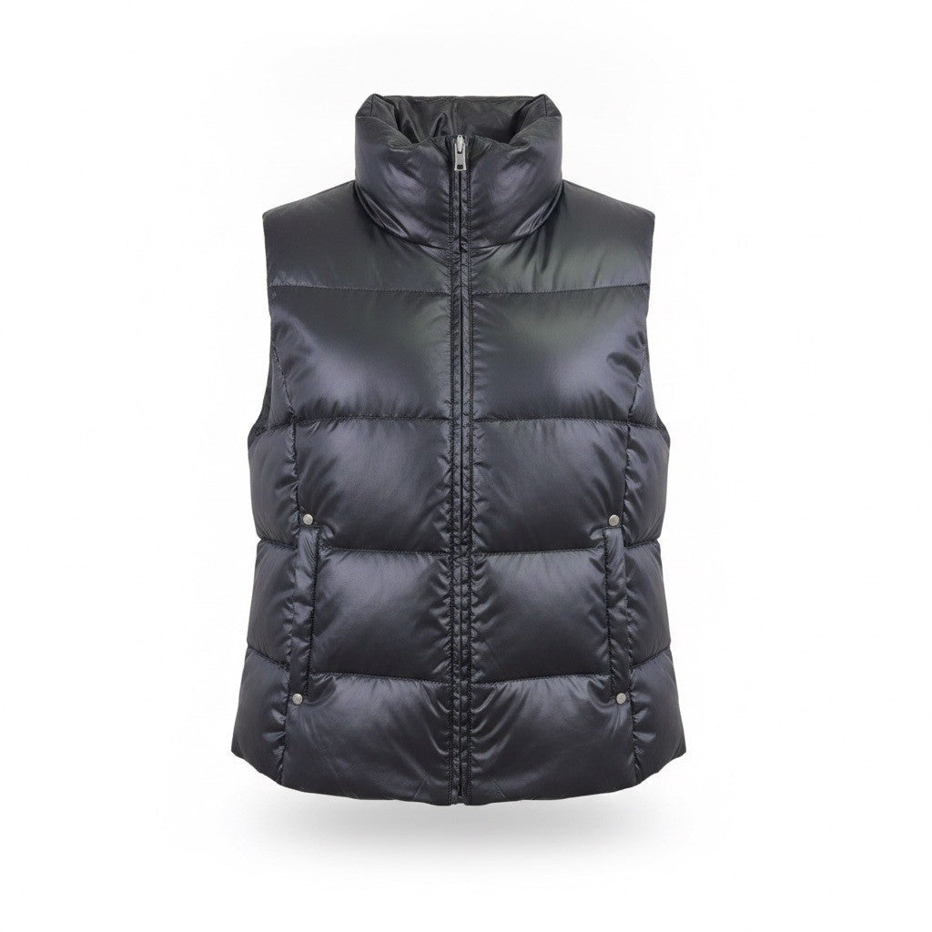 Chaps Womens Black Puffer Vest Lightweight Quilted Sleeveless Size M