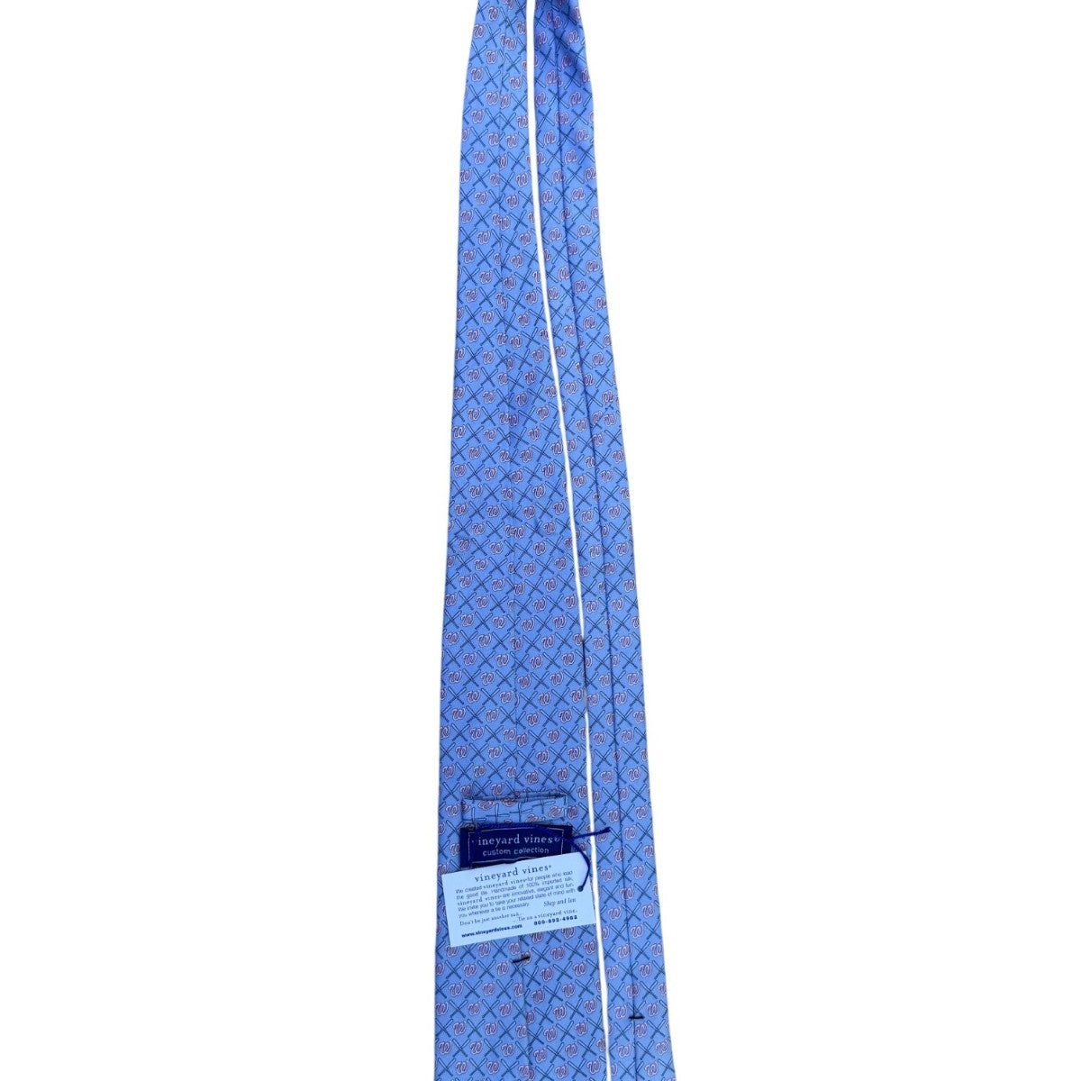 Vineyard Vines Mens Blue 100% Silk Washington Nationals Logo Patterned Tie