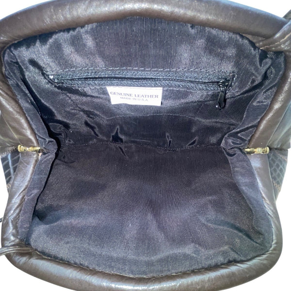 Park Place Women’s Black Genuine Leather Croc-Embossed Gold Accent Shoulder Bag
