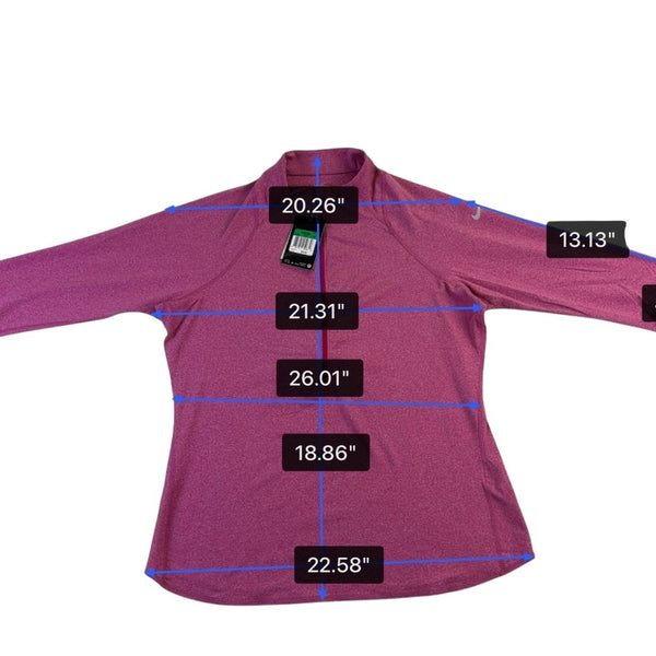 Nike Womens Pink Dri-Fit 3/4 Sleeve Zip Pullover Workout Shirt Sz  XL