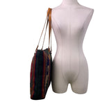 Handcrafted Women’s Green Woven Southwestern Boho With Leather Straps Tote Bag