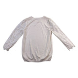 Loft Womens Ivory Cotton Blend Embroidered Puff Sleeve Pullover Sweater Size S