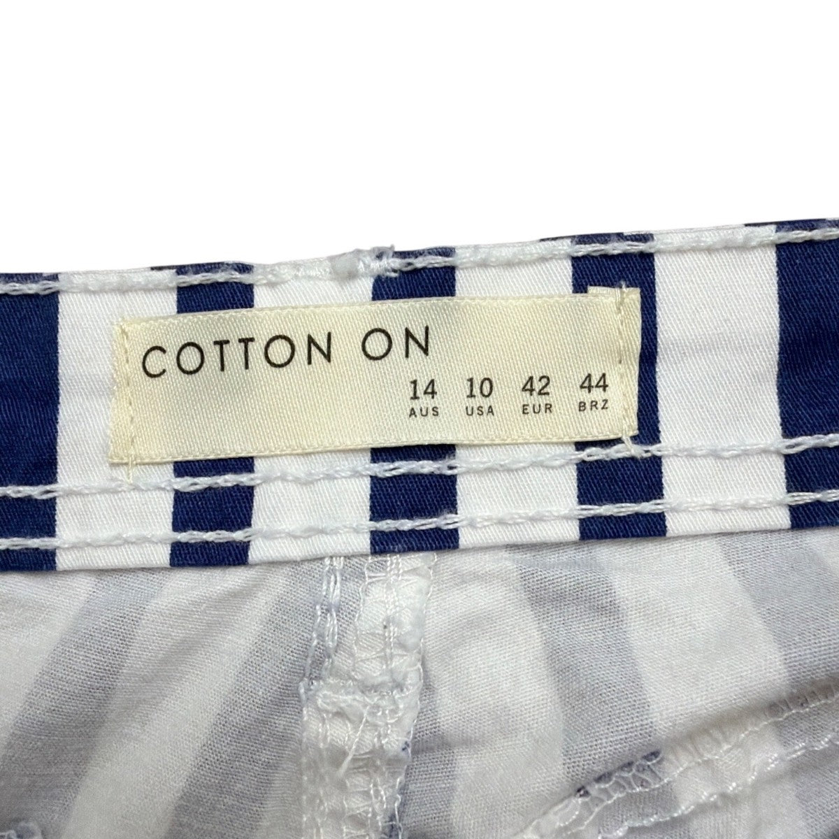 Cotton On Womens Blue & White Striped Cotton Blend High-Rise Casual Shorts Sz 10