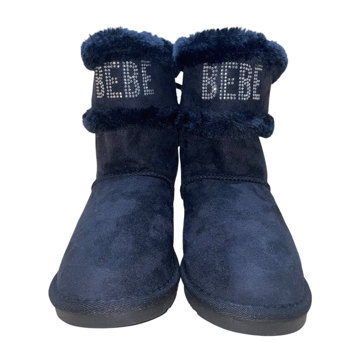 Bebe Girls Black Faux Suede Rhinestone Bow Winter Boots Size 13