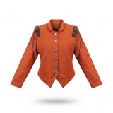Double D Ranch Brand Womens Orange Linen Beaded Fringe Western Jacket Size M