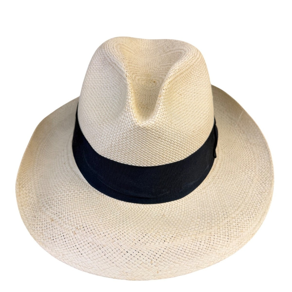 Dorfman Pacific Mens Natural Straw Fedora Hat Classic Style Black Band