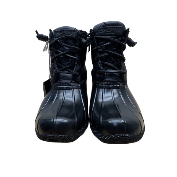 Sperry Women’s Black Quilted Techwave Plaid Lining Lace-Up Duck Boots Sz 6 - New