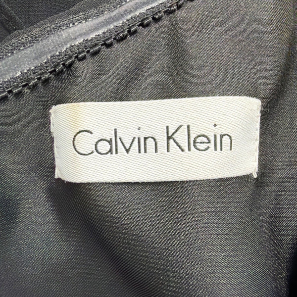 Calvin Klein Womens Black One-Shoulder Ruffle Layered Dress With Beaded Detail