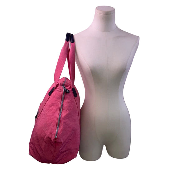 Kipling Women’s Coral Red Nylon  Expandable Zipper Closure Shoulder Bag