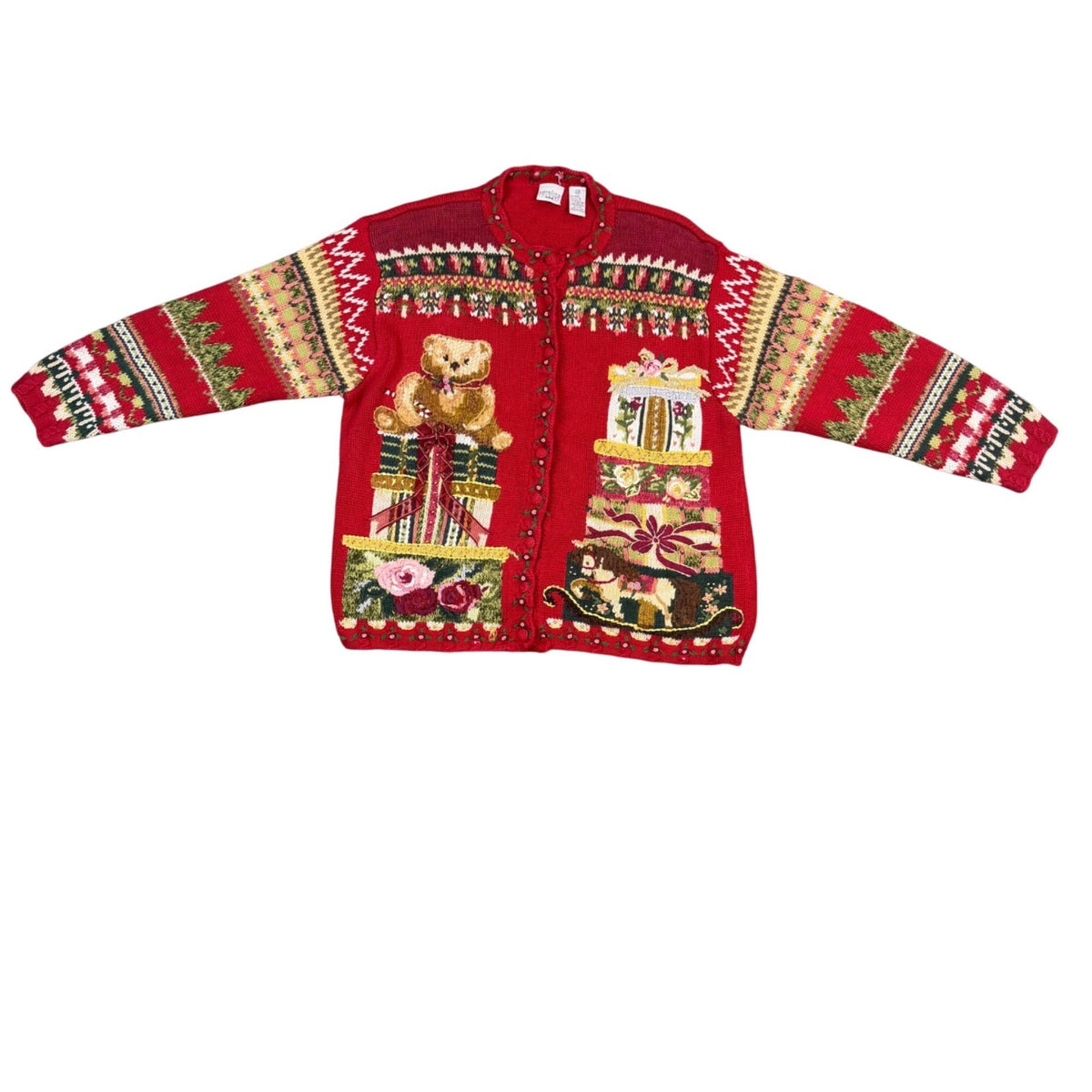 Carolina Colours Womens Red Festive Christmas Beaded Cardigan Plus Size 20W